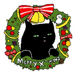 Lineスタンプ 黒猫の妖精 クリスマスバージョン 8種類 120円